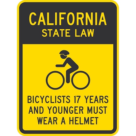 Lyle Bicyclists 17 Years And Younger Must Wear A Helmet (Cyc, 18x24, High Intensity Prismatic, Yellow G-10775-HI_18x24
