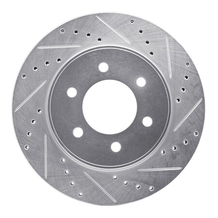Dynamic Friction Co DFC Brake Rotor - Drilled and Slotted - Silver 631-54186R