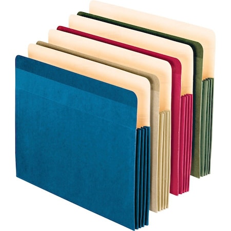 Tops Business Forms Pendaflex, 100% RECYCLED COLORED FILE POCKET, 3.5in EXPANSION, LETTER SIZE, ASSORTED, 4PK 90164