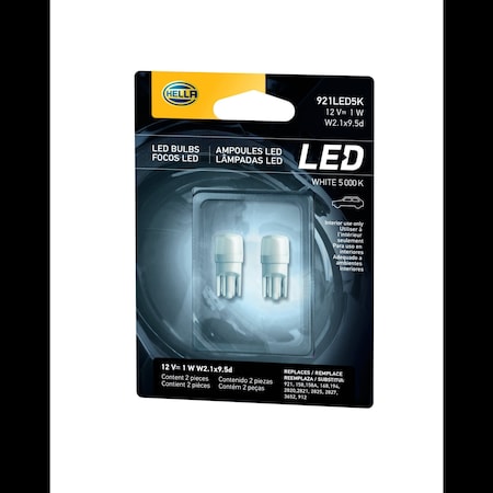 Hella BULB LED 921 12V 1W W2.1X9.5D 5000K PAIR 921LED 5K