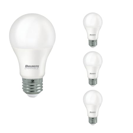 Bulbrite 11 W Dimmable Frost A19 LED Light Bulbs with Medium (E26) Base, 3000K Soft White Light, 11, 4PK 862729