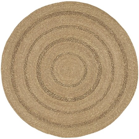 Homeroots 3' Natural And Brown Round Handmade Indoor Outdoor Area Rug 552466