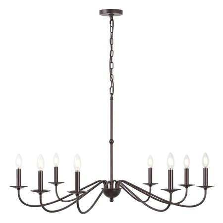 Jonathan Y Wicklow 40" 8-Light Bohemian Farmhouse Iron LED Chandelier, Oil Rubbed Bronze JYL7914A