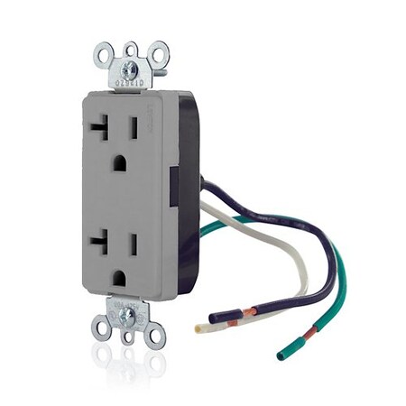 Leviton Leaded Dup Rec 20A 125V Self-Gr Gry 16352-CGY
