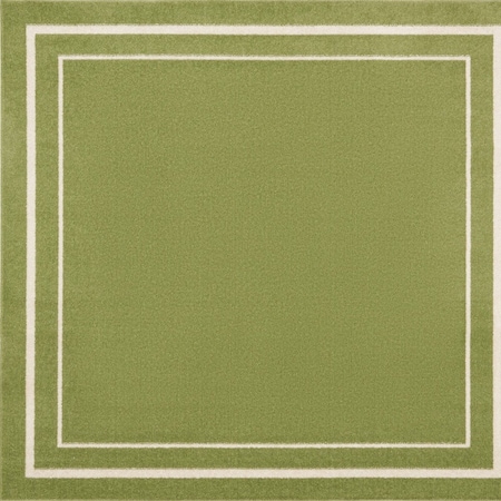 Homeroots 5' Green And Ivory Square Indoor Outdoor Area Rug 545957