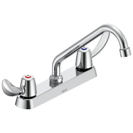 Delta Commercial 26C3 Two Handle 8 In Cast Deck-Mount Faucet In Chrome 26C3232