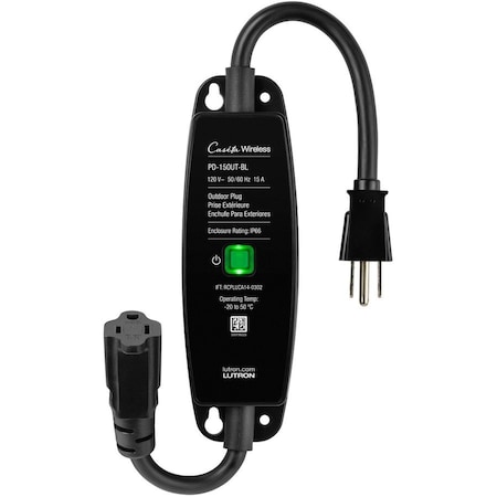 Lutron Plug Adaptor, Smart, Black PD-15OUT-BL
