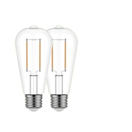 Ge Refresh Series LED Bulb, Decorative, ST19 Lamp, 60 W Equivalent, Medium Lamp Base, Daylight, 2PK 93124196