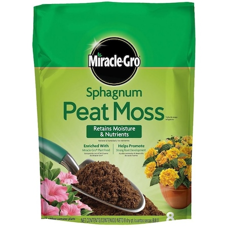 Miracle-Gro 85278430 Sphagnum Peat Moss, Solid, Earthy, 8 qt Bag 85278434