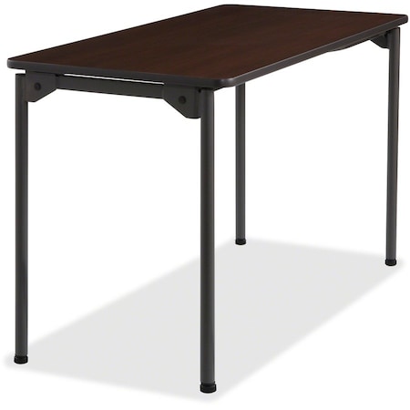 Iceberg Maxx Legroom Folding Table, Walnut Top, Charcoal Frame, 24 in W x 48 in L x 29.5 in H 65804