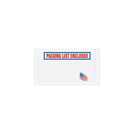 Bubblefast 5 1/2 x 10'' U.S.A. Flag ''Packing List Enclosed'' Envelopes, 1000PK BFPL512