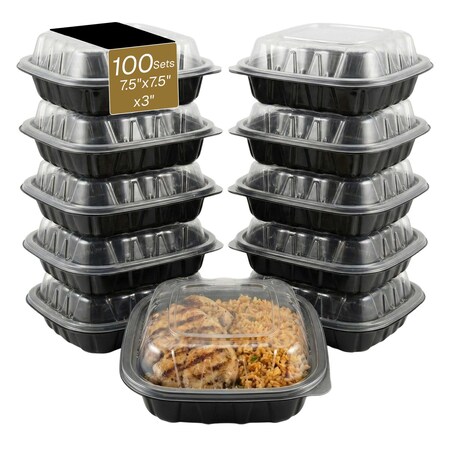 Eco Harmony Products Food Storage, Serving Tray with Vented Lid, Translucent, 7.5" x 7.5", 100PK 804562