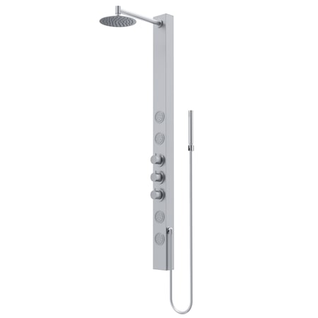 Vigo 58 in. H x 4 in. W 4-Jet Shower Panel System with Round Head and Hand Shower Wand, Stainless Steel VG08018ST