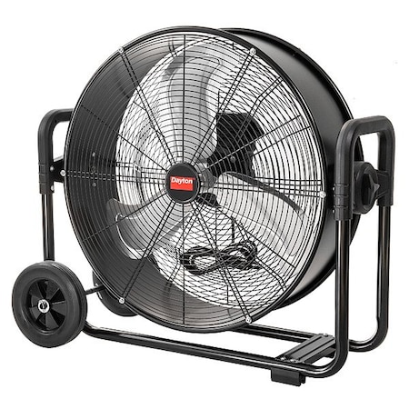 Dayton PortableFan, 24inDia, Black, Mobile, Plug-In 855DZ7