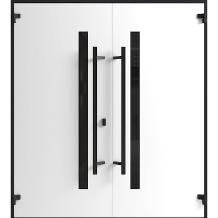 Vdomdoors Front Exterior Prehung Aluminum Double Doors Ronex0162 Red Oak Mirrored Clear Glass Entry Metal RONEX0162DEXD-RED-W72xH80-LH-I