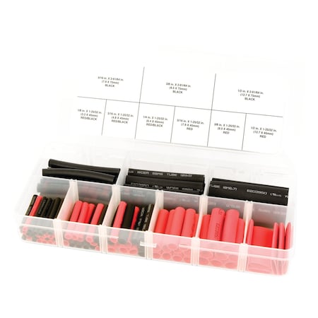 Performance Tool 106 pc. Heat Shrink Set, 3:1 Shrink Ratio, Weatherproof, Storage Case W541