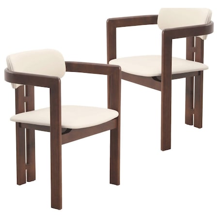 Leisuremod Velo Series Modern Dining Chair in Walnut Color Wood with Taupe Seat, 2PK VCWN-51TP-2