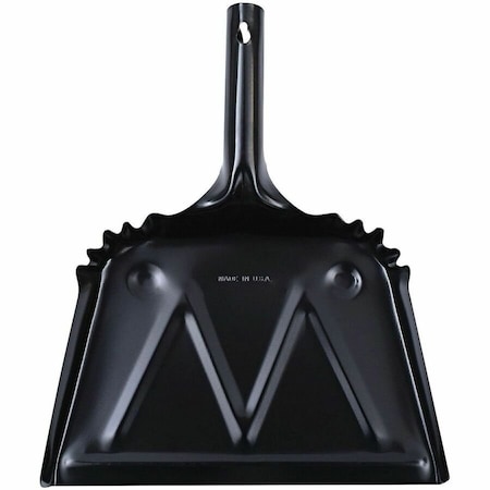 Genuine Joe Heavy-Duty Metal Dustpan - 12 Wide - Steel - Black - 1 Each GJO58143
