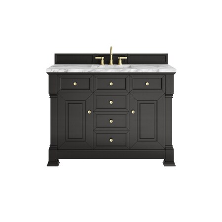 James Martin Vanities Brookfield 48 in. Single Vanity, Black Onyx w/3 CM Carrara White Marble Top 547-V48-BKO-3CAR
