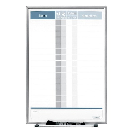 Quartet In/Out Board, Steel, 16 in, 11 in, Aluminum Frame, White/Gray, Gloss 33703