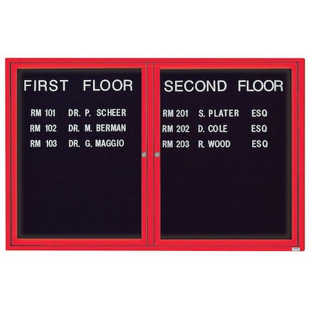 Aarco Illuminated Outdoor Enclosed Directory w/ Al Frame, Powder Coated Red, 48''Hx72''W OADC4872IR