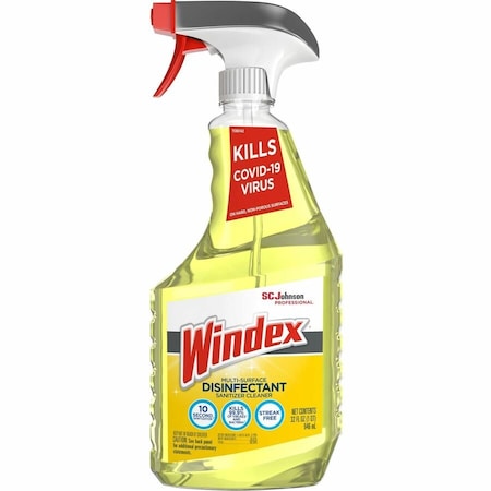 Windex Multisurface Disinfectant Spray, 32 fl oz (1 quart), Disinfectant, Streak-free, Yellow 322369