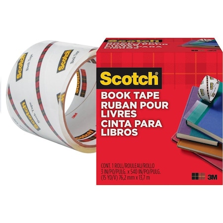 Scotch Book Tape, 3" Core Size, 3" x 15 Yards, Clear 8453