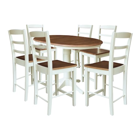 Whitewood Industries Rectangular Extension Dining Table W/ 6 Counter Height Stools, 36 in W, 30.1 in L, 48 in H, 7 K79-36RXT-27-S402-6