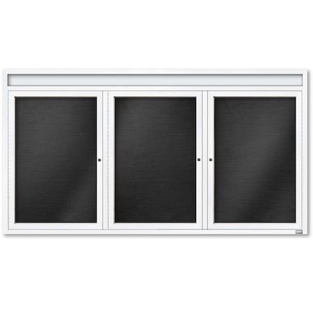 Aarco Enclosed Letter Board Directory w/ Powder Coated White Al Frame and Header, 36''Hx72''W, 3 Doors ADC3672-3HW