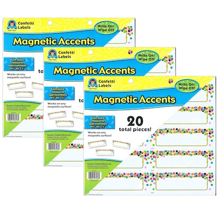 Teacher Created Resources Confetti Labels Magnetic Accents, 20-Piece Set, 3PK 77013