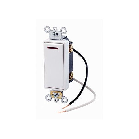 Leviton Decora Plus Rocker Pilot Light, Illuminated ON, Req. Neutral 3-Way AC Quiet Switch, 20A, 277V, White 5639-2W