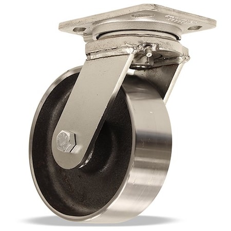 Hamilton Stainless Steel Workhorse Swivel Caster, 6" x 2" Forged Steel Wheel S-WHS-6HFSB