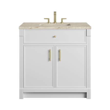James Martin Vanities Bellshire 36" Single Vanity, Bright White w/ 3 CM Tajnar Eclos Top 660-V36-BW-3TJR