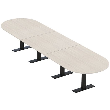 Skutchi Designs 16 Person Conference Table With Power Unit | 16' Racetrack Table | Harmony Series HAR-RAC-48X192-T.BK-K458-NA