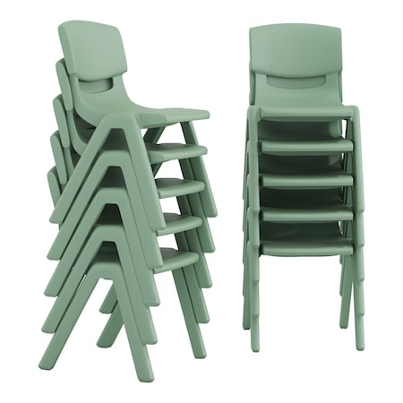 Flash Furniture Plastic Stacking School Chairs with 12 in Seat Height in Sage, 10PK 10-YU-YCX-001-SAGE-GG