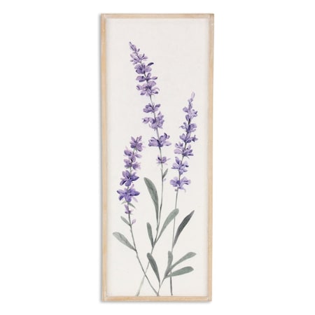 Homeroots 32" X 12" Natural White And Lavender Floral Wood Framed Art 634060