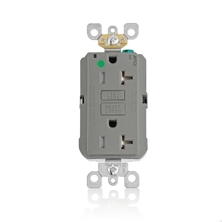 Leviton AFCI Receptacle 20A HG/TR Gray AFTR2-HGG