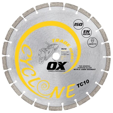 Ox TRADE TC10 Blade, 7 in Dia, 7/8 to 5/8 in Arbor, Steel Cutting Edge, Segmented Rim OX-TC10-7