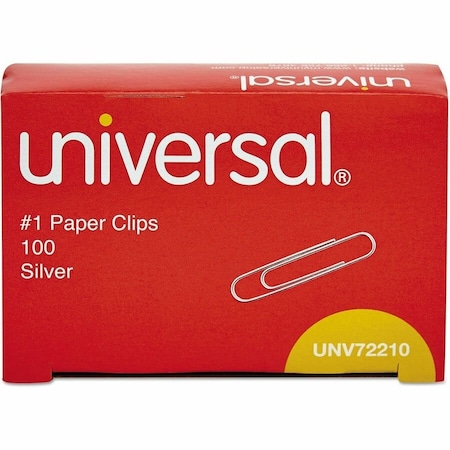 Universal #1 Paper Clips, No. 1, 1.3in Length, Silver, Steel Wire, 10PK UNV72210
