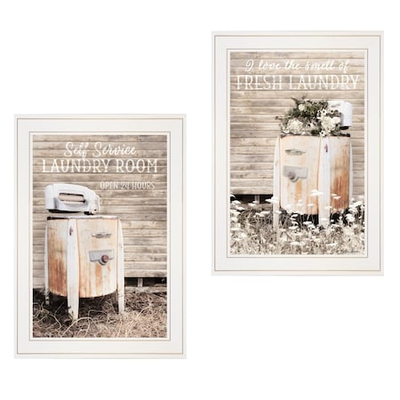 Set Of Two Laundry Room 1 White Framed Print Bathroom Wall Art, 2PK