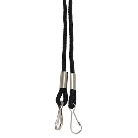 Sicurix Lanyard, Rope Style, 2 J Hooks, Black, 24PK 68994