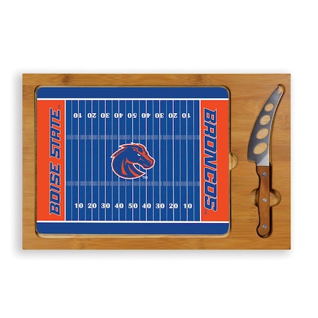Picnic Time Family Of Brands NCAA Boise State Broncos Football Field Icon Glass Top Cutting Board & Knife Set 910-00-505-704-0