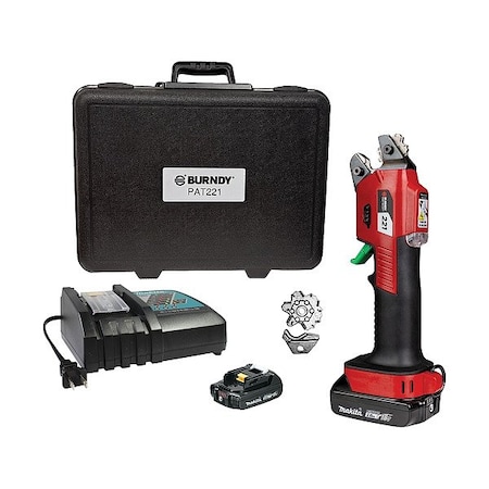 Burndy Battery Crimper, 18 V DC, 18V, Die, 2 Ah PAT221D02A2