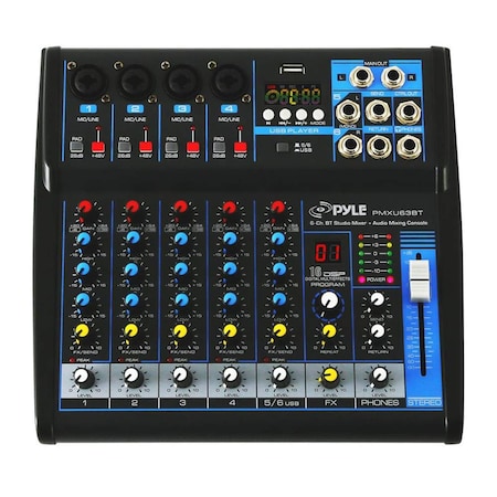 Pyle Professional 6 Channel Audio Mixer with Bluetooth PMXU63BT