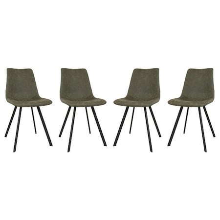 Leisuremod Markley Modern Leather Dining Chair with Metal Legs, Olive Green, 4PK MC18G4