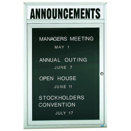 Aarco Outdoor Enclosed Directory w/ Al Frame Header, Clear Satin Anodized Finish, 36''Hx24''W OADC3624H