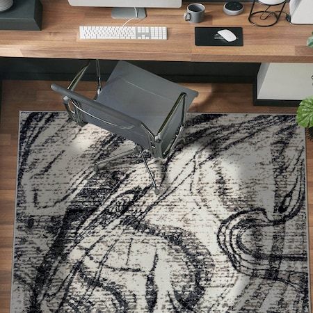 World Rug Gallery Distressed Abstract Area Rug 4 ft x 6 ft Black WR98BLACK4X6