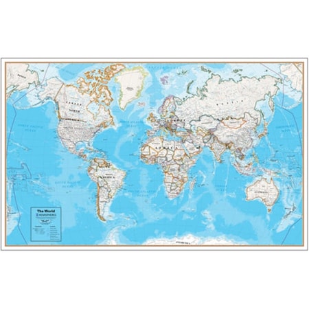 Round World Products Contemp Laminated Wall Map World RO101705