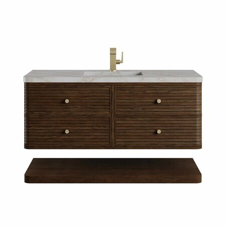 James Martin Vanities Allamari 48" Single Vanity, Sable w/ Single Hole 3 CM Victorian Silver Silestone Top D640-V48-SBL-3VSL
