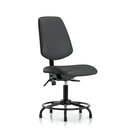 Blue Ridge Ergonomics Desk Chair No Arms, 18" to 23" Height, Vinyl, Charcoal BR-VDHCH-MB-RT-T1-A0-RG-8605